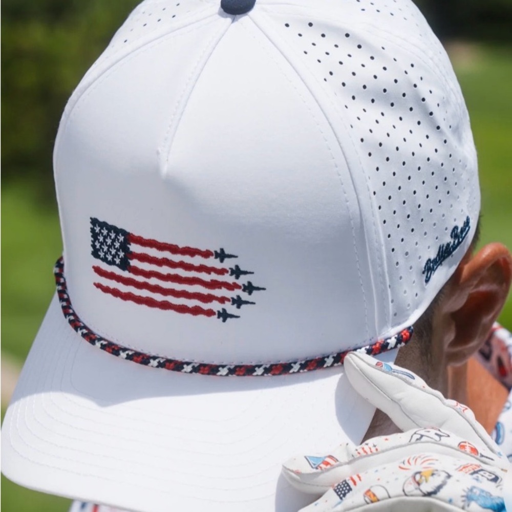 BIRDIE BOSS USA Patriotic American Flag Baseball Cap with Braided Rope Trim🇺🇸🔥